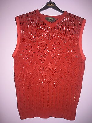 Jean Paul Gaultier Amazing Red Hand Knitted Sweater Vest SIze L
