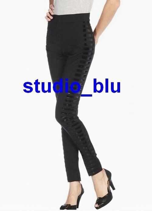 GARETH PUGH Black Wool Patent Skinny Legging Pants 38 2