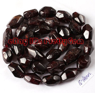 10MM   14MM FREEFORM GARNET GEMSTONE BEADS STRAND 15