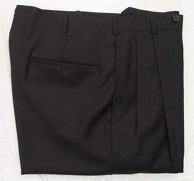   PANTS $850 BLACK 100%WOOL HANDMADE GIBBONS DRESS SLACKS 34S 50e NEW