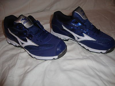 NIB Mizuno Womens 9 Spike Finch Low G4 Molded Cleats Size 6.5 Royal 