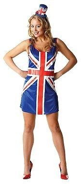   British Union Jack Ginger Spice Girls Geri Halliwell Fancy Dress 10 14