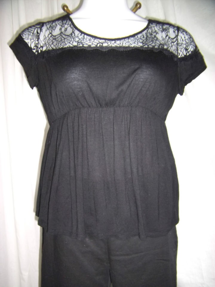 GIANNI BINI BLACK LACE SHIRT BLOUSE TOP SZ L