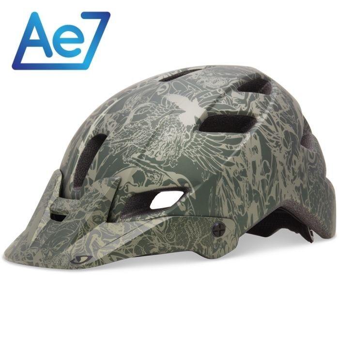 Giro Feature MTB Bike Helmet in Olive (Evil Design)