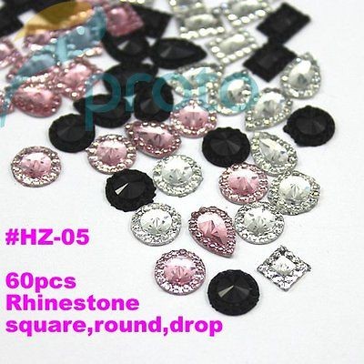 New Kit 60 pieces colors Rhinestone Nail Art Decoration 3D