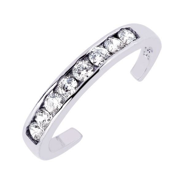 Adjustable Diamonique CZ Toe Ring 925 Sterling Silver