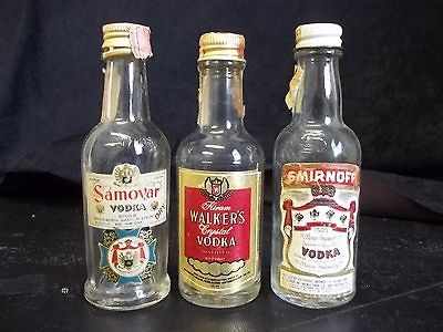 SET OF 3 MINIATURE VODKA BOTTLES~EMPTY