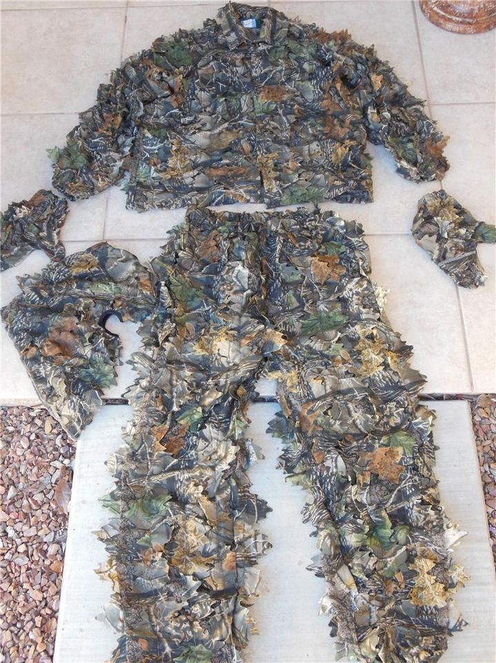 CABELAS Ghillie Leaf Seclusion 3D Camo SUIT Jacket/Pants/Hood/Mittens 