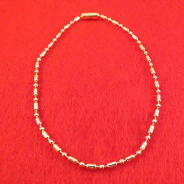 10 INCH 14KT GOLD EP 2MM FANCY BAR BALL CHAIN ANKLET