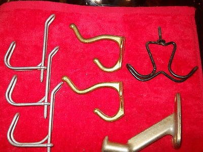 ANTIQUE BRASS/STEEL COAT HANGERS MIXED LOT OF SIZES (7)