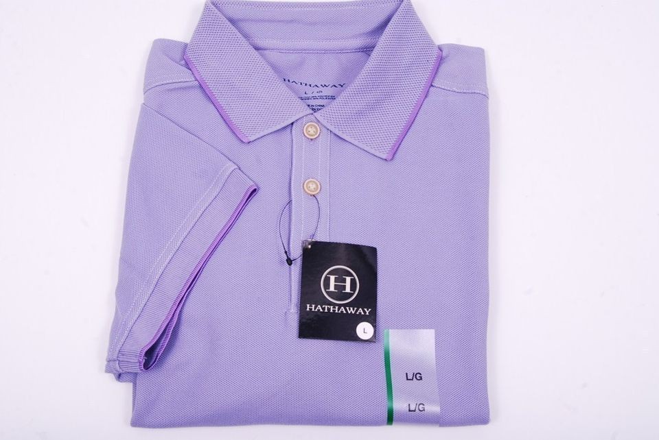 New Hathaway Short Sleeve Casual Polo Shirt for Men in Light Purple