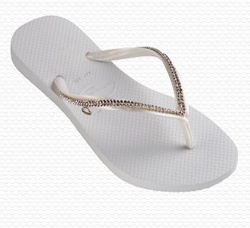 Havaianas Slim Crystal Mesh Flip Flops Shoes 4123325 $150 WHITE SZ 7/8 