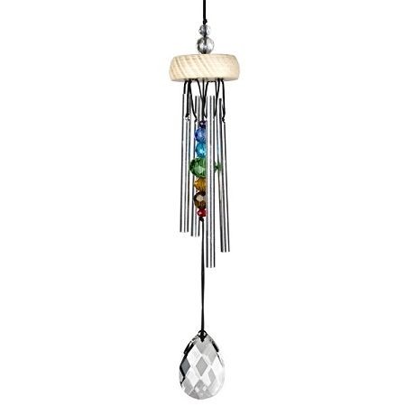 Woodstock Multi Crystal Silver Tuned Wind Chime Prism Feng Shui 