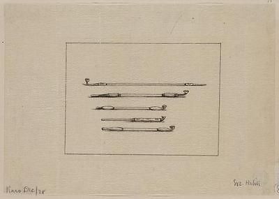 Five styles of tobacco or opium pipes