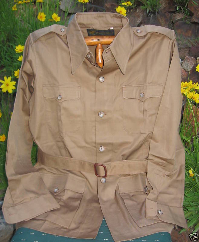 Vtg HUNTING WORLD NYC Safari Bush Jacket w/ Epaulet Shoulders BROWN or 