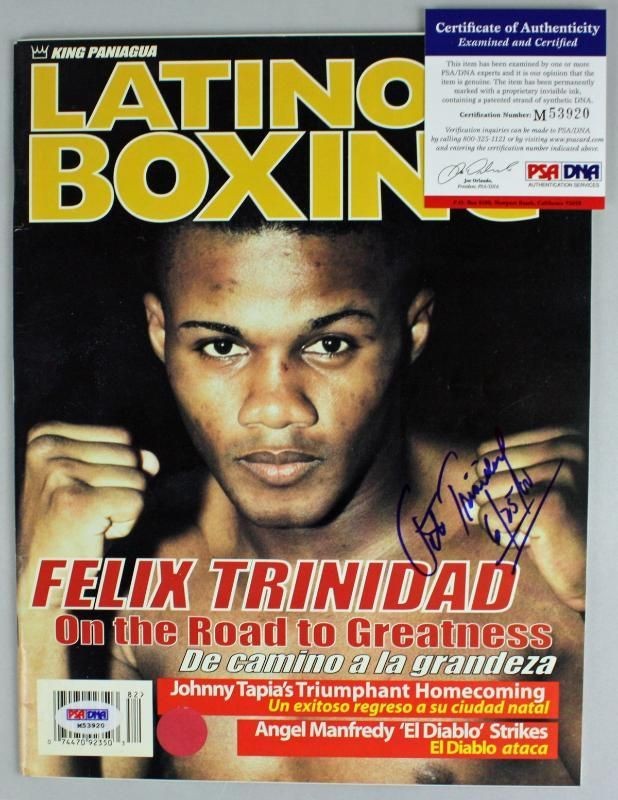 FELIX TRINIDAD AUTHENTIC SIGNED 1998 BOXING WORLD MAGAZINE PSA/DNA # 