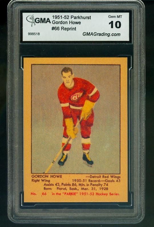 1951 Parkhurst GORDIE HOWE Rookie Reprint GMA 10