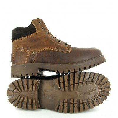   Wrangler Yuma Leather Walking Rambling Hiking Casual Boots Dark Brown