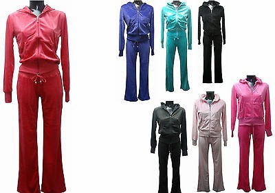 NEW WOMENS TRACKSUIT VELOUR HODDIE POCKET LADIES JOGGING SUIT SIZE 8 