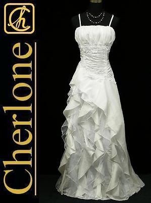 Cherlone Plus Size Satin White Ball Gown Bridesmaid Wedding/Evening 