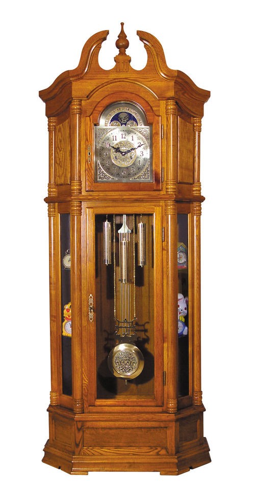 Modern Contemporary Cherry Finish Corner Grandfather Clock ZAC01417