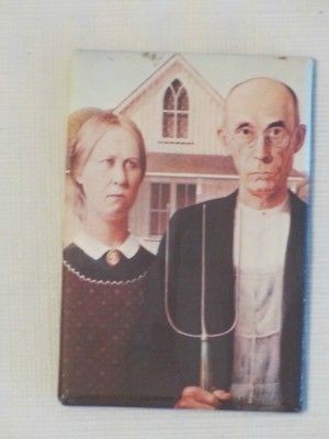 Grant Wood  American Gothic Art Vinyl Magnet