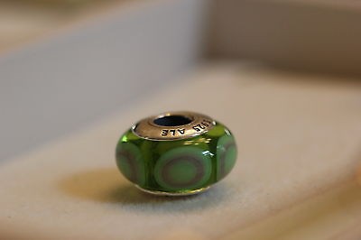   PANDORA 790913 STEPPING STONES MURANO BEAD GREEN 925 ALE HALLMARK