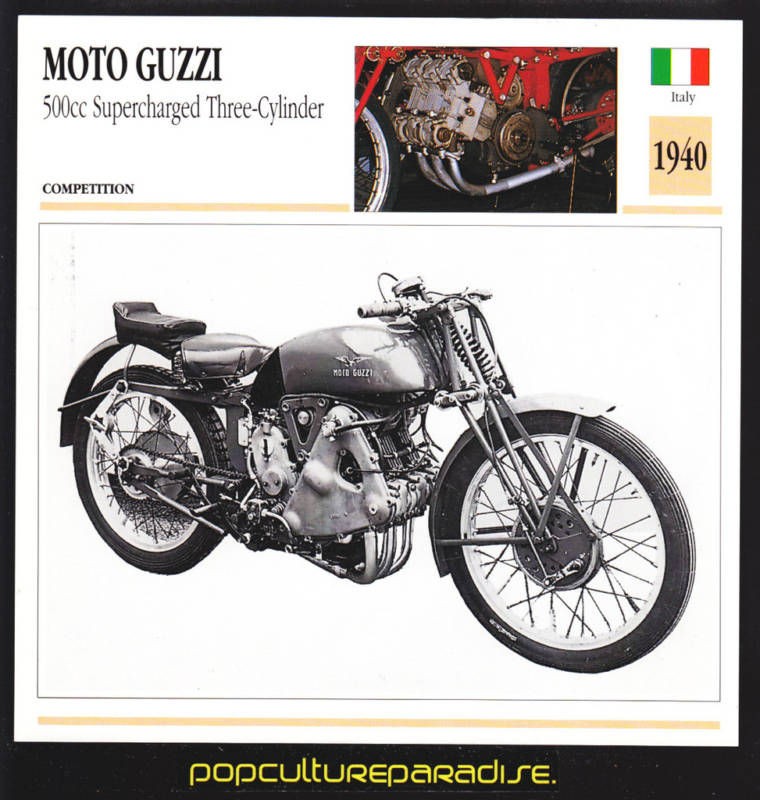 1940 MOTO GUZZI 500 SUPERCHARGED 3 Cyl Motorcycle CARD