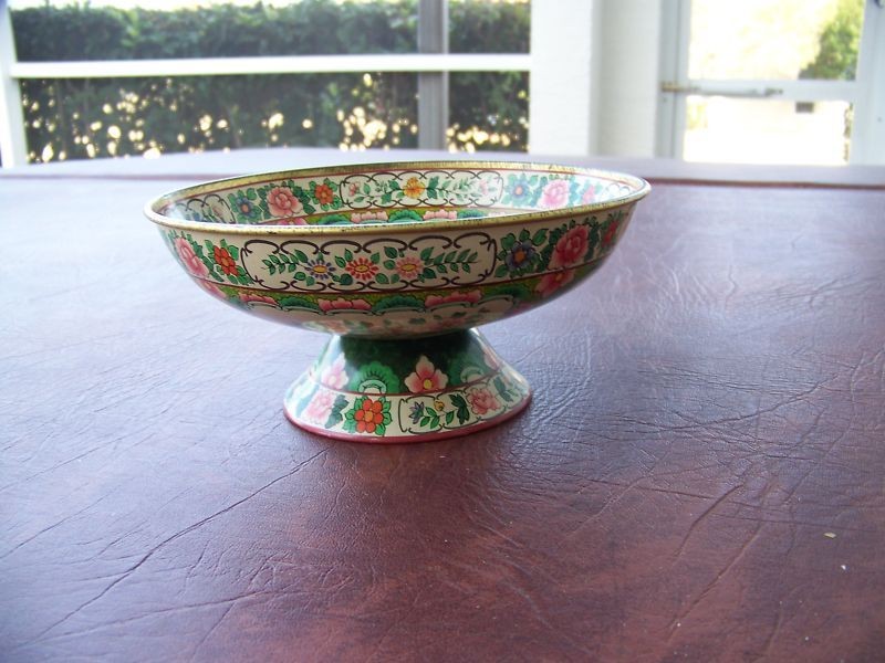 VINTAGE BARET WARE #138 MING COMPOTE TIN ELEVATED BOWL