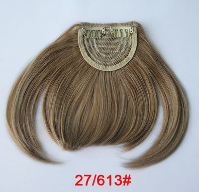 Clip in womans GIFT bang fringe Hair strawberry blonde #27/613 