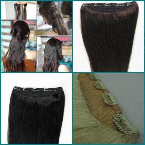 100% human hair 16  28 ONE PIECE SET 5 clips clip in extension 100g 