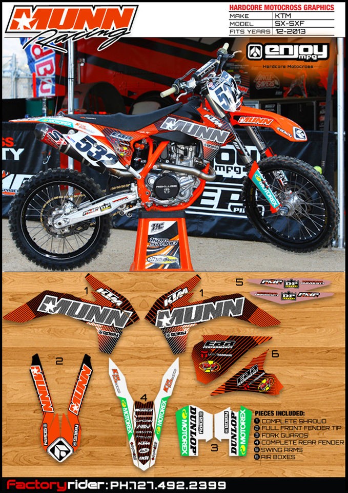 MUNN RACING Motocross Graphics KTM SX/SXF 2013 Dirt Bike Sticker Kit