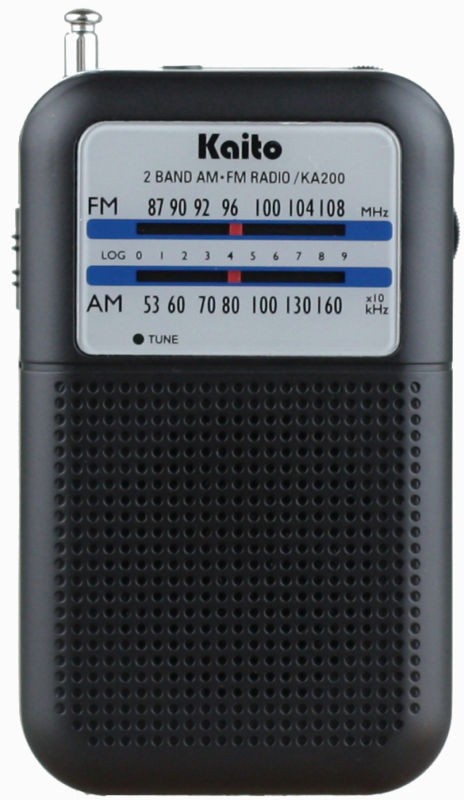 Kaito KA200 AM FM Portable Pocket Radio Receiver Black
