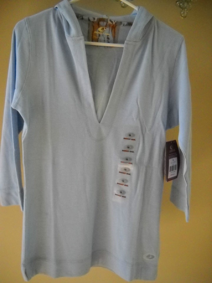 Mossy Oak Ladies Resort 3/4 Sleeve Blue Mist Light Weight Pullover 