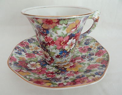 Vintage Chintz James Kent Du Barry Tea Cup & Saucer Made in England