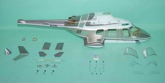 FUNKEY Bell 222 Scale Fuselage for 550 (.30) +Retractable Landing Gear 