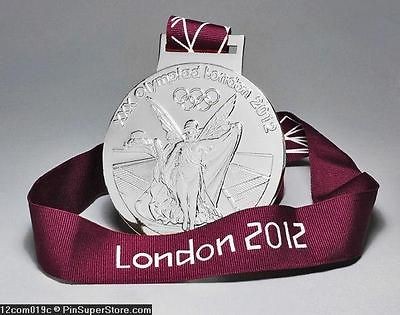 COMMEMORATIVE OLYMPIC SILVER MEDAL MEDALLION+RIBB​ON 2012 LONDON 