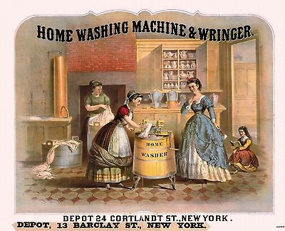 OLD HOME WASHING MACHINE AD POSTER WRINGER APPLIANCE AMERICANA DÉCOR 