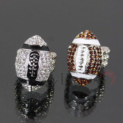 Football Ball Rhinestone Fashion Stretch Ring FG2444 R559