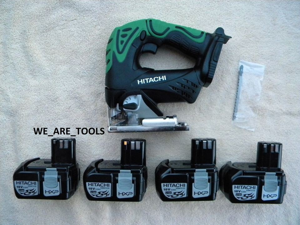 NEW HITACHI HXP CJ18DL 18V CORDLESS JIG SAW, 4 EBM1830 BATTERIES 18 