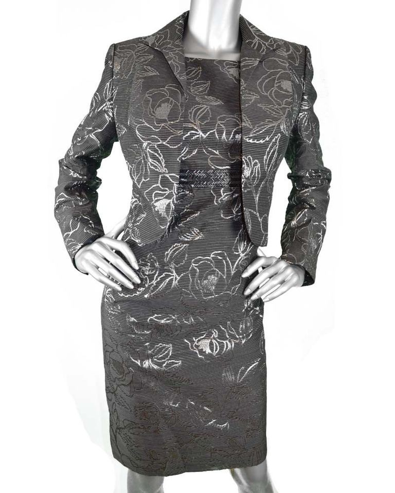 RETAIL $320 Kasper Dress Suit Eternal City Night Black Silver Jacket 