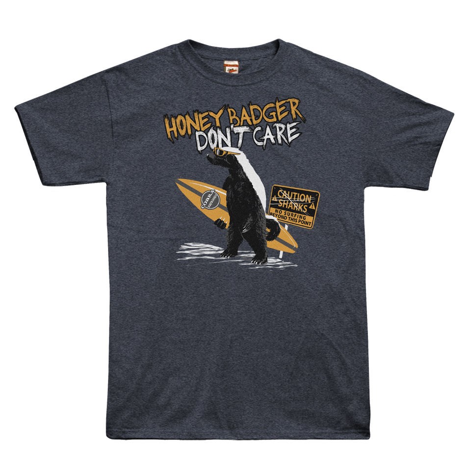   Badger Dont Care Surf T Shirt heather blue meme Officially Licensed