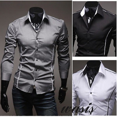 6079 New Mens Long sleeve Luxury Casual Slim Fit Stylish Dress Shirts 