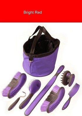 Great Grips Red 8 Piece Grooming Kit with Tote Bag Horse Tack Equine