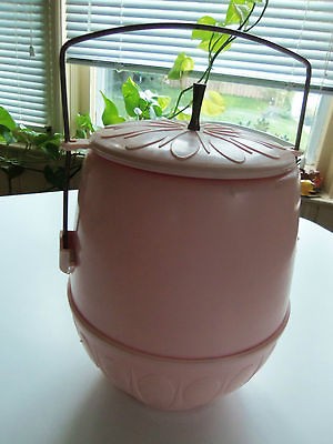 Vintage Pink Plastic Ice Bucket   1950s Retro