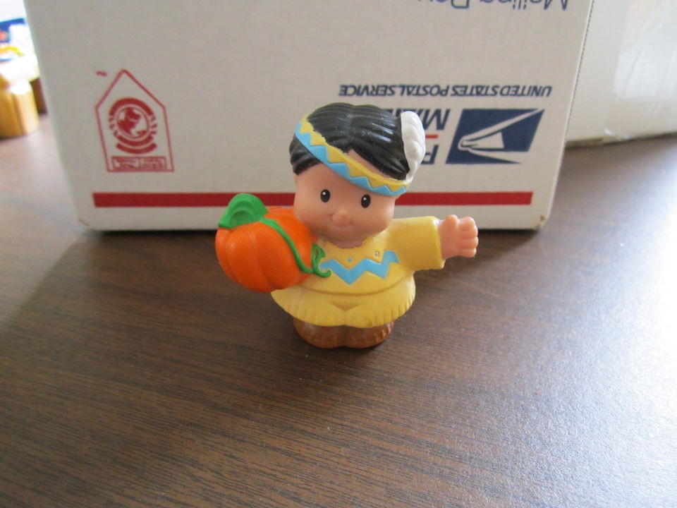   Little People Mayflower Thanksgiving Indian boy pumpkin dad feather