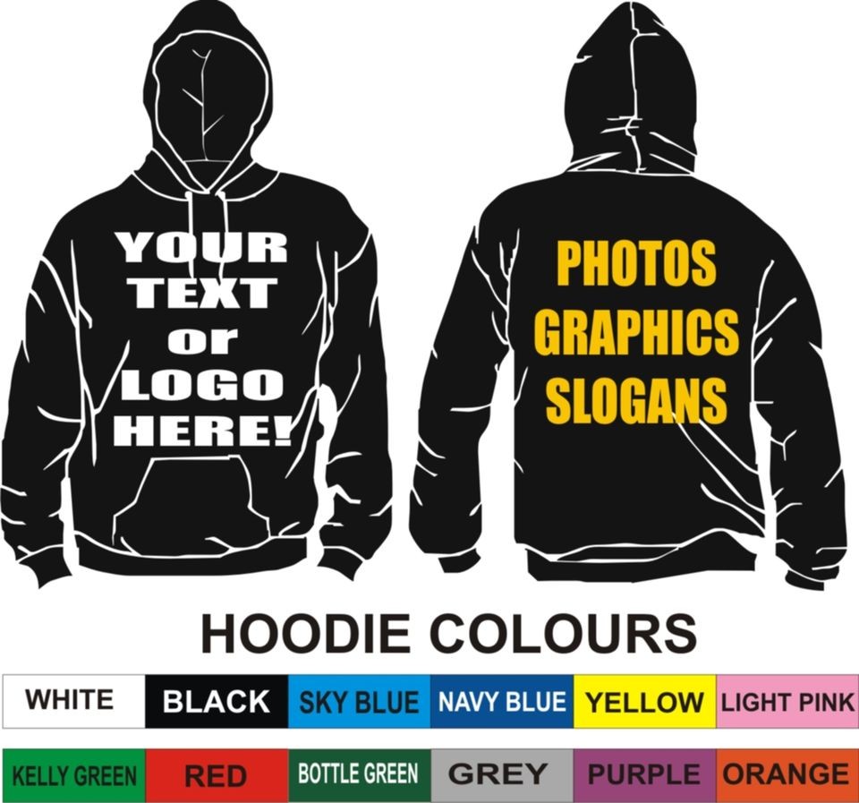 Custom Printed HOODIES, Logos, Text, Graphics, Photos   for pleasure 