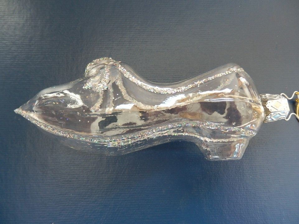 INGE GLAS CINDERELLAS GLASS SLIPPER SHOE GERMAN BLOWN GLASS CHRISTMAS 