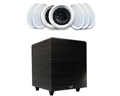   1750 Watt In Wall/Ceiling Speakers w/15 Inch 600W Powered Subwoofer