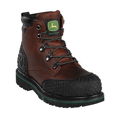 JD6343 John Deere Mens 6 Brown Heel/Toe Gaurd Steel Toe Boots sz 